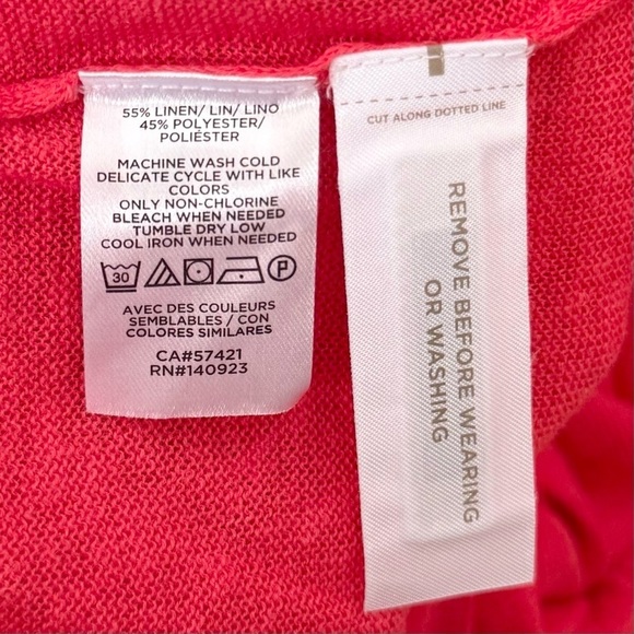 NWT Loft Linen Slouchy Tie Front Sweater‎ Lightweight Top Pink Size XL - Picture 10 of 10